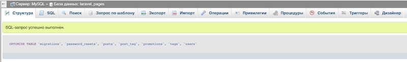 Результат оптимизации БД