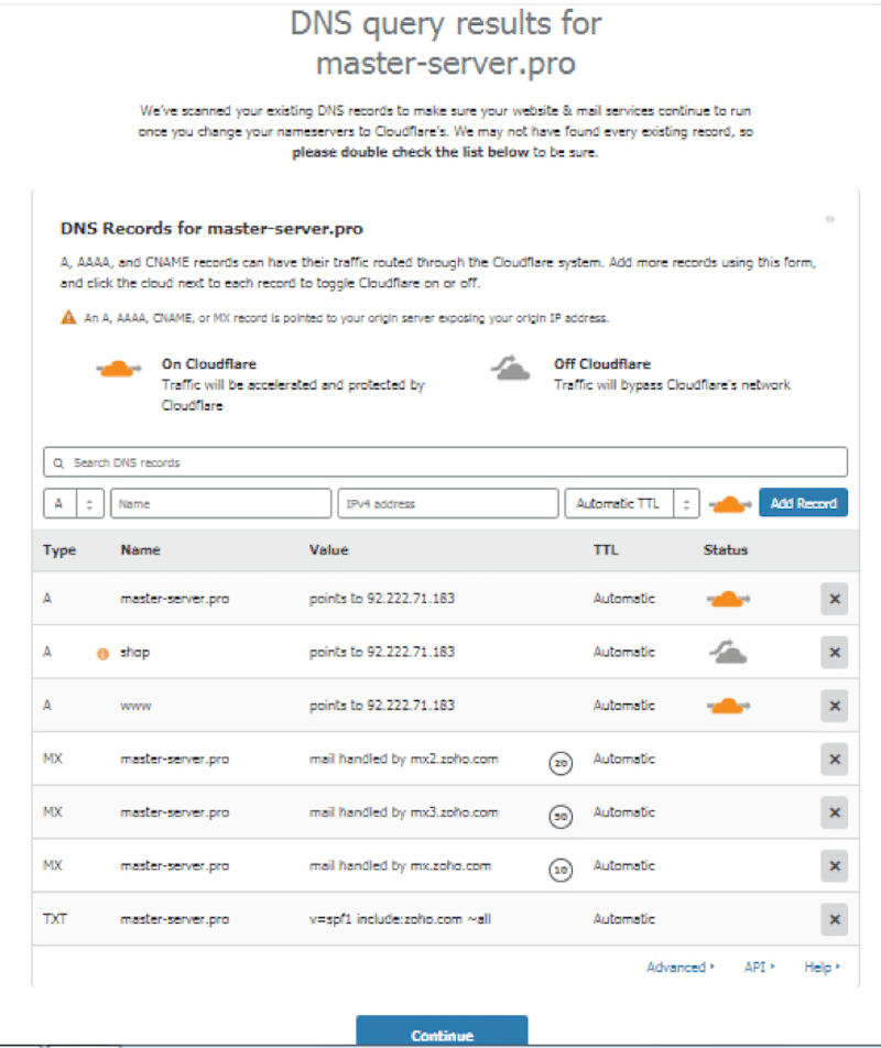Подключение CloudFlare, рис. 5