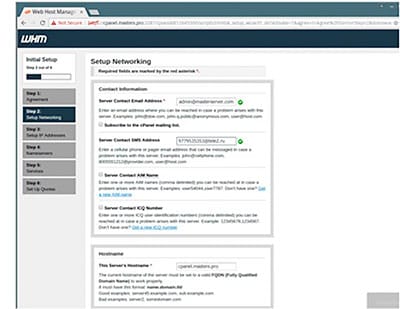 Заполнение данных Cpanel
