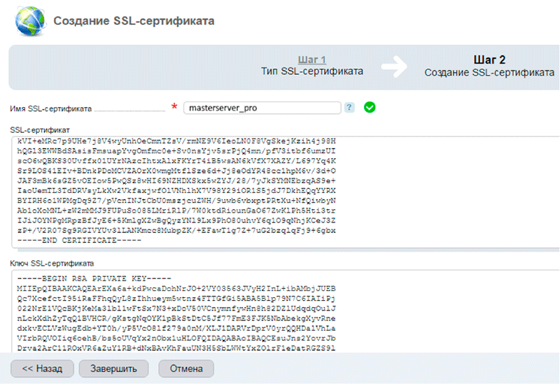 Установка SSL (шаг 4)